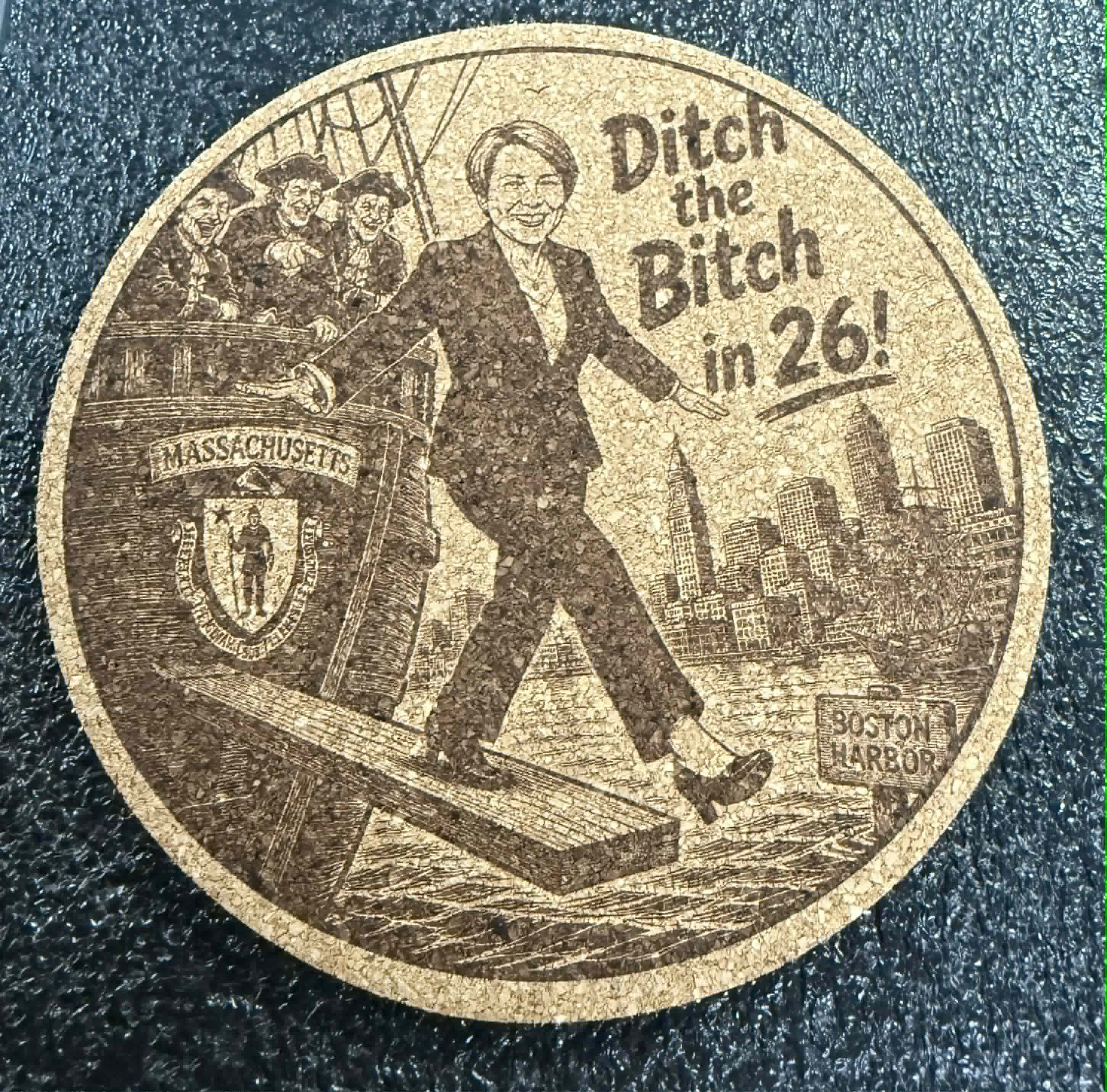 Massachusetts Sends a Message – Cork Coaster