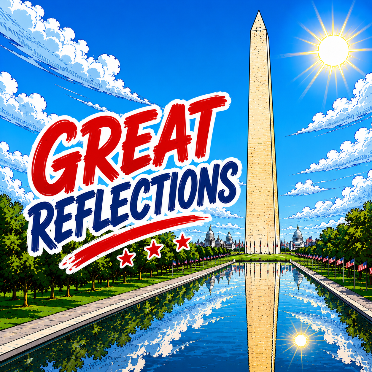 Great Reflections Lincoln Memorial Reflecting Pool Patriotic T-Shirt