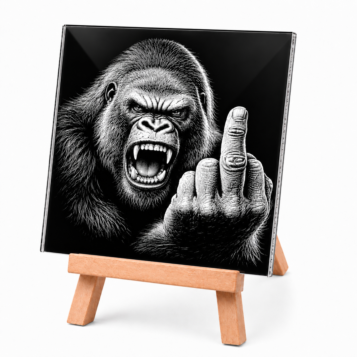 Gorilla Mirror with Wooden Easel