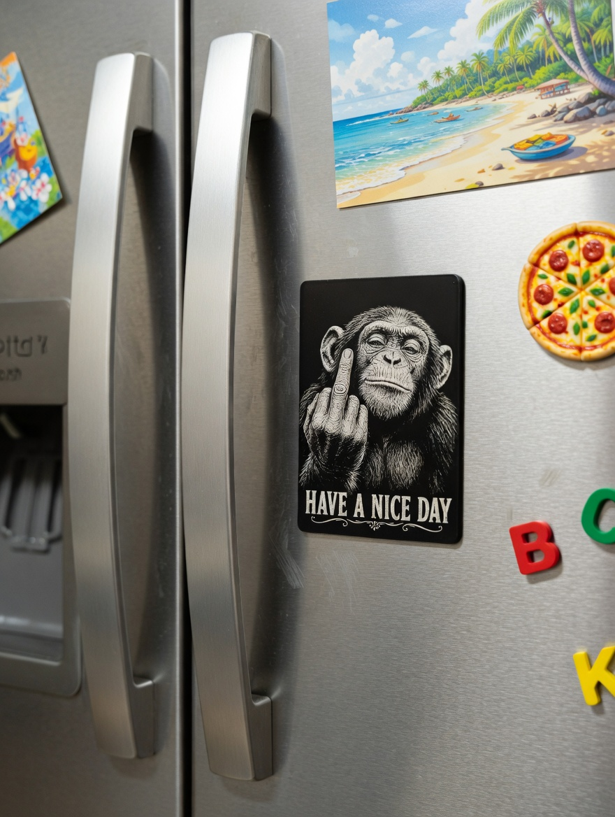 Monkey Giving the Finger Fridge Magnet – Have a Nice Day