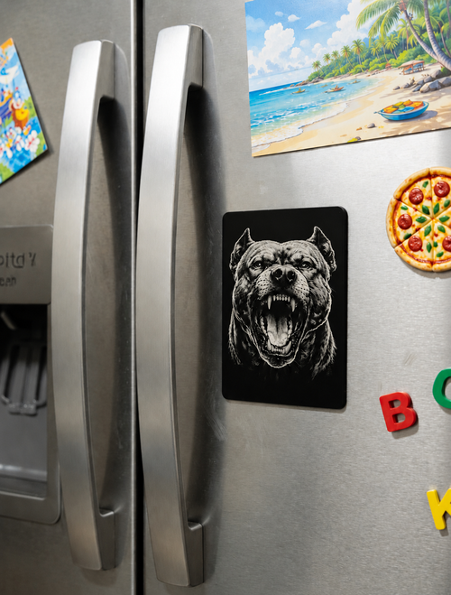 Barking Pitbull Fridge Magnet – Anodized Aluminum