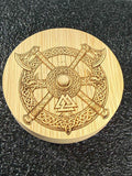 Viking Magnetic Bamboo Bottle Opener – Crossed Axes & Shield